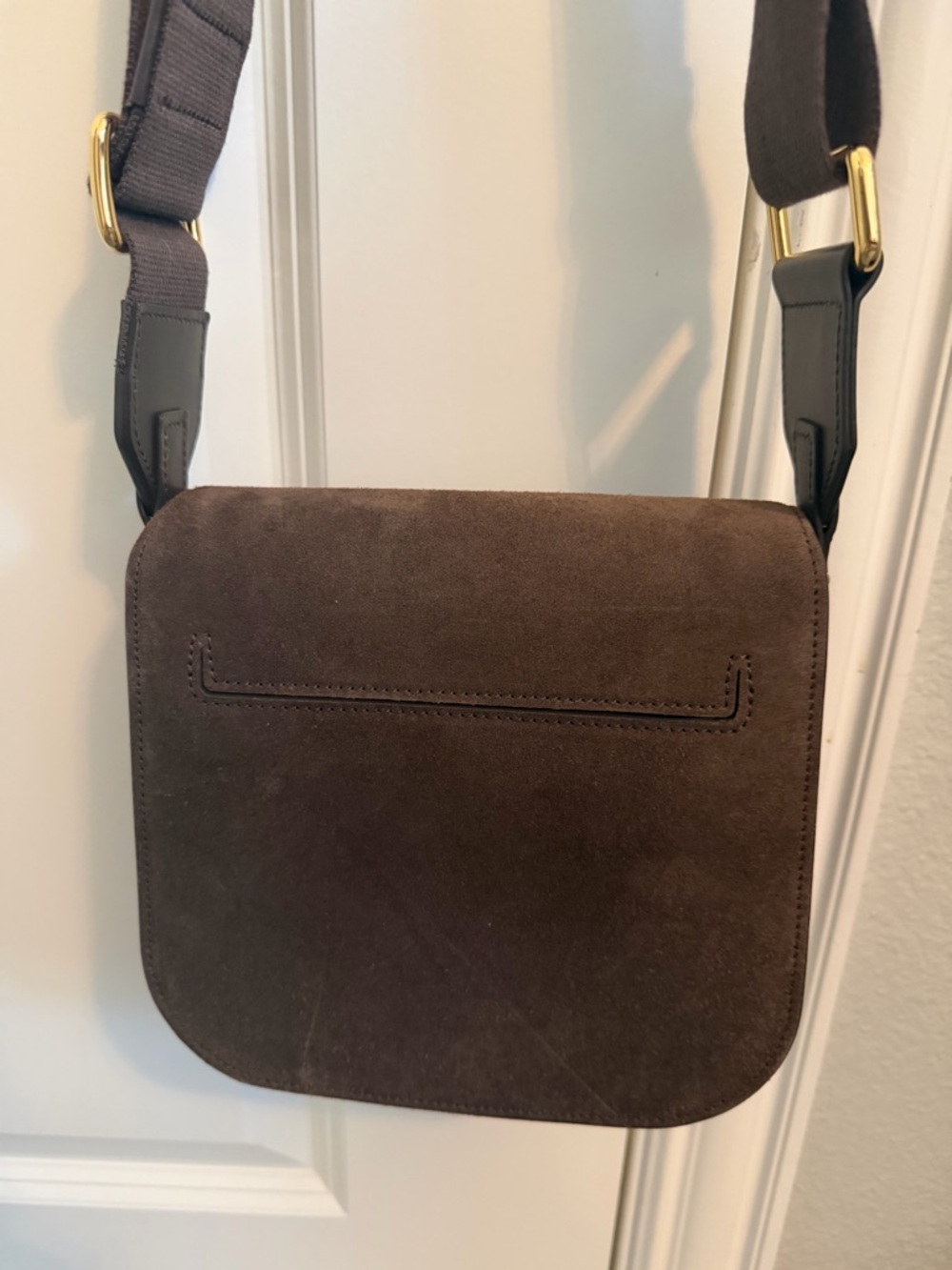 Tom Ford Dark Brown Suede Messenger Bag with Gold-Tone Hardware - Picture 5 of 10
